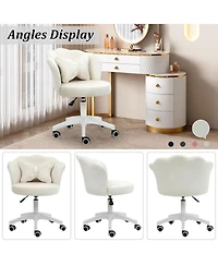 Dyhome Modern Velvet Task Chair 360 Swivel Adjustable Height Office Chair