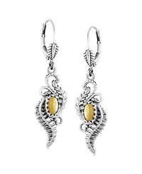 Sterling Silver Yellow Mother of Pearl Vine and Leaf Dangle Earrings