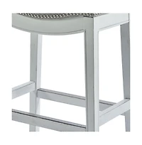 Upholstered And Solid Wood Backless Bar Height Bar Chair