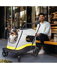 Bingopaw 4 Wheel Medium-Large Dog Stroller With 3 Zipper Doors