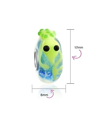 Bling Jewelry Set of 3 Lime Green Lizard & Toad Frog Lampwork Glass Charm Bead Sterling Silver