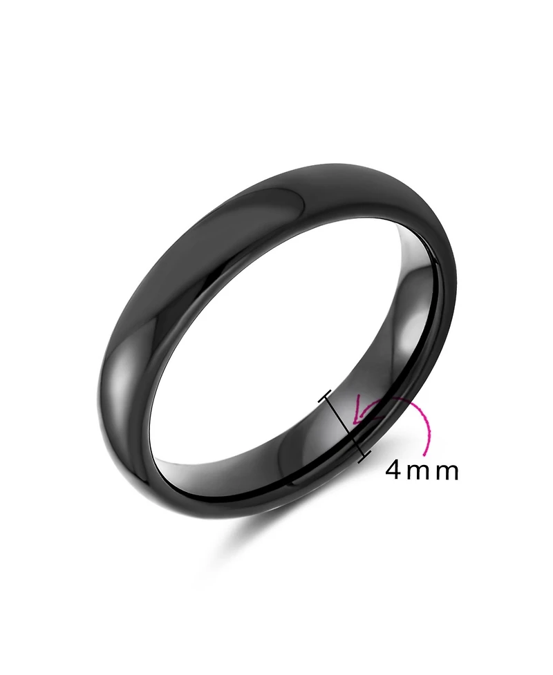 Bling Jewelry Basic Plain Simple Dome Classic Black Rose Gold Plated Titanium Band Ring Comfort Fit 4MM