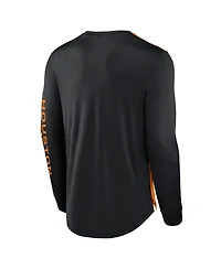 Fanatics Men's Black/Orange Houston Dynamo Fc Striker Long Sleeve T-Shirt