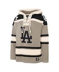 '47 Brand Men's Khaki Los Angeles Dodgers Superior Lacer Pullover Hoodie