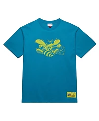 Mitchell & Ness Men's Teal Charlotte Hornets Hardwood Classics Neon Nights Premium T-Shirt