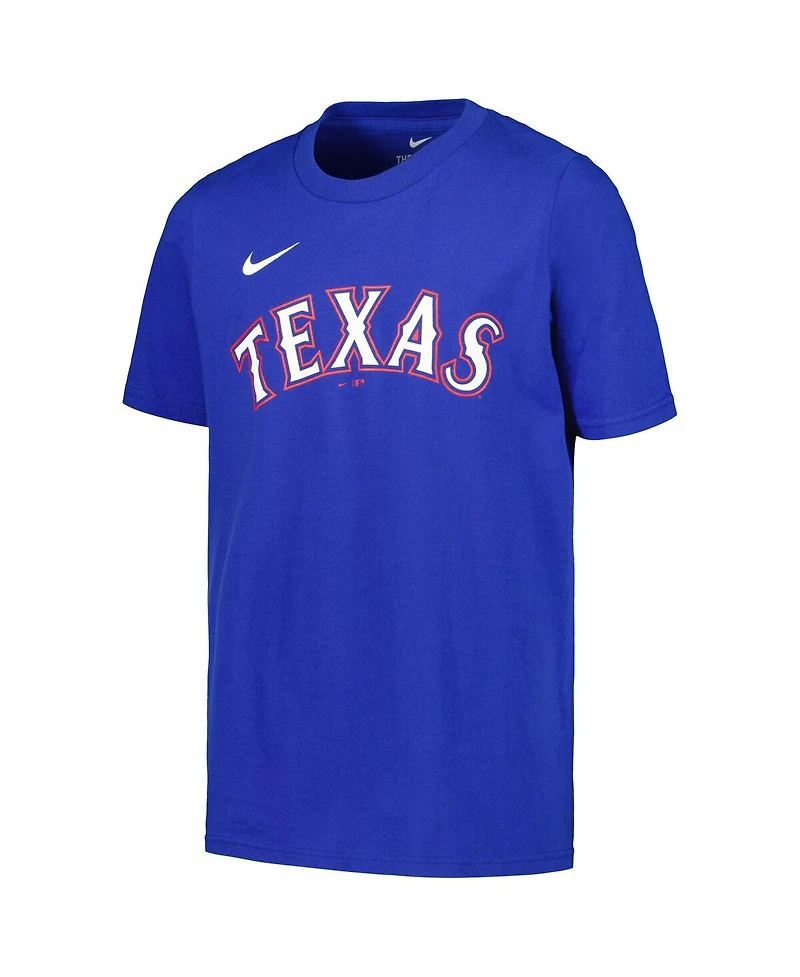Nike Big Boys and Girls Leody Taveras Royal Texas Rangers Name Number T-Shirt