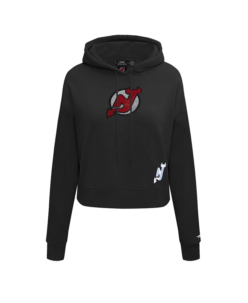 Pro Standard Women's Black New Jersey Devils Jewels Cropped Pullover Hoodie