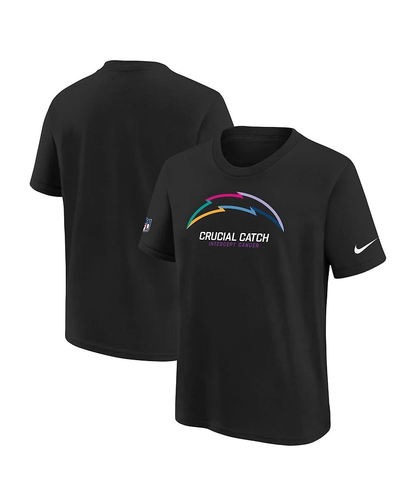 Nike Big Boys and Girls Black Los Angeles Chargers 2024 Nfl Crucial Catch T-Shirt