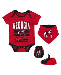 Mitchell & Ness Baby Boys and Girls 3-Piece Red Georgia Bulldogs Bodysuit, Bib and Bootie Set