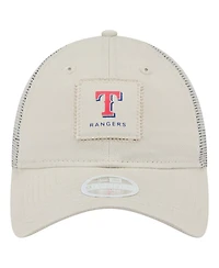 New Era Women's Light Beige Texas Rangers Square Stitch 9TWENTY Adjustable Hat