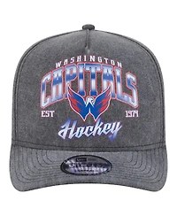 New Era Men's Charcoal Washington Capitals Throwback Washed A-Frame Pre-Curved 9FIFTY Snapback Hat