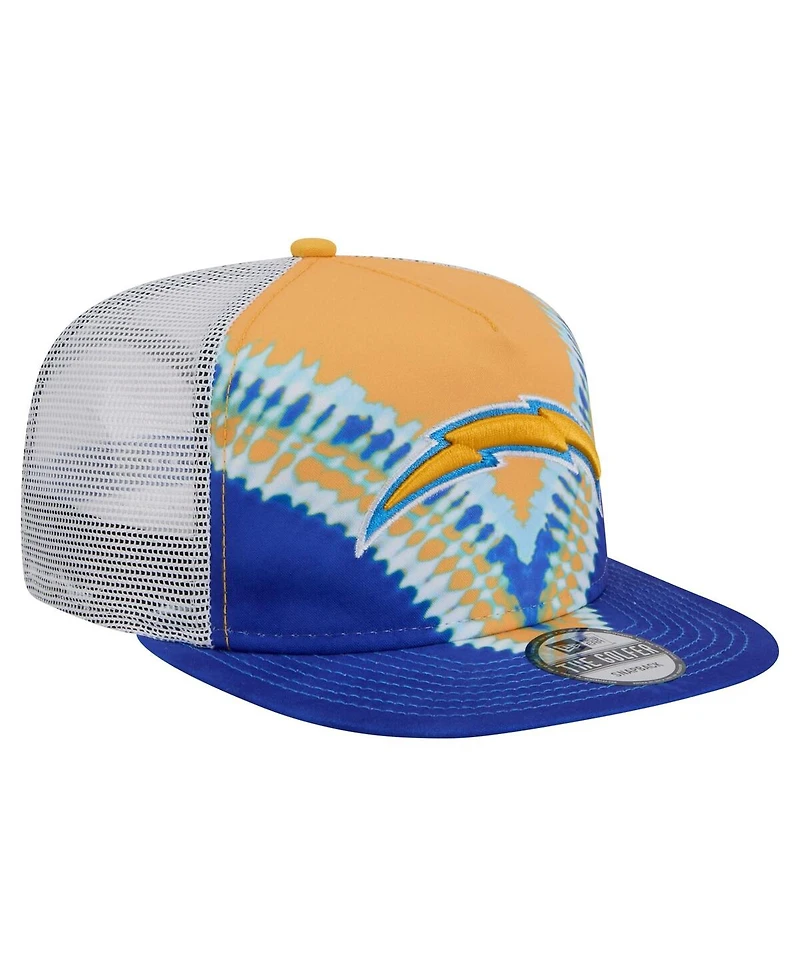 New Era Men's Gold/Blue Los Angeles Chargers Throwback Dye Golfer Snapback Hat