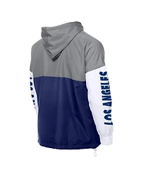 New Era Men's Royal/Gray Los Angeles Dodgers Color Block Full-Zip Hoodie Windbreaker Jacket
