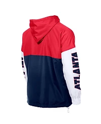 New Era Men's Navy/Red Atlanta Braves Color Block Full-Zip Hoodie Windbreaker Jacket