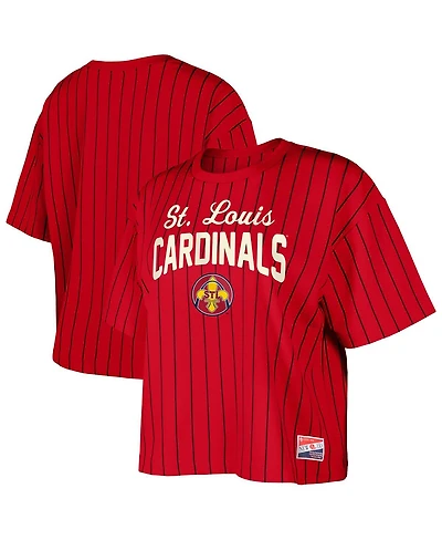 New Era Women's Red St. Louis Cardinals City Connect Multiplier Pinstripe Cropped T-Shirt