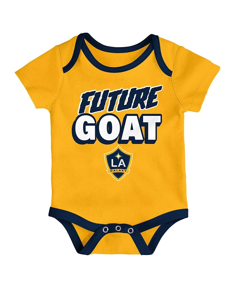 Outerstuff Newborn Navy/Heather Gray/Gold La Galaxy Loyal Buddies Bodysuit 3-Pack