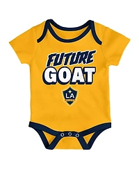 Outerstuff Newborn Navy/Heather Gray/Gold La Galaxy Loyal Buddies Bodysuit 3-Pack