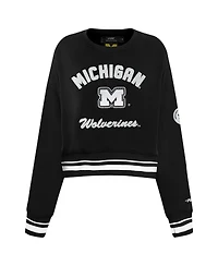 Pro Standard Women's Black Michigan Wolverines Cropped Pullover Sweatshirt