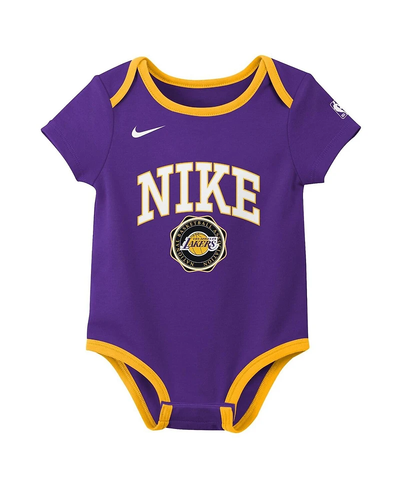 Nike Newborn Purple/Black Los Angeles Lakers Just Do It Bodysuit Set 2-Pack
