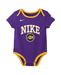 Nike Newborn Purple/Black Los Angeles Lakers Just Do It Bodysuit Set 2-Pack