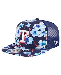 New Era Men's Royal Texas Rangers Adventure Pattern Golfer Trucker Snapback Hat