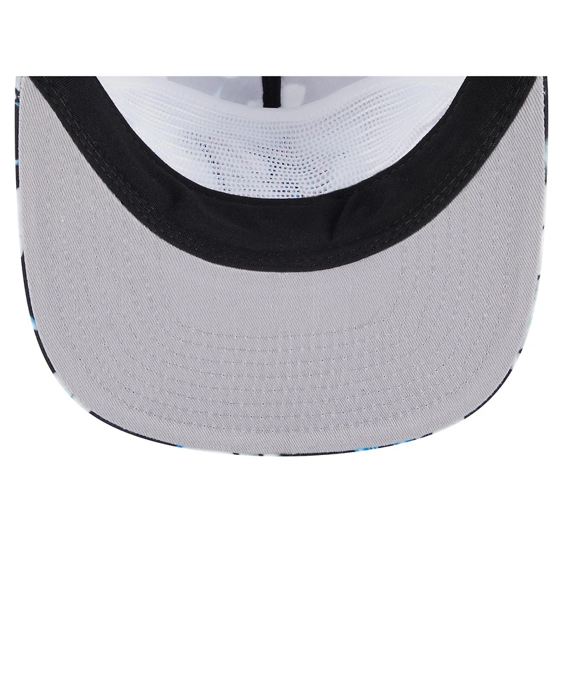 New Era Men's Black Miami Marlins Adventure Pattern Golfer Trucker Snapback Hat