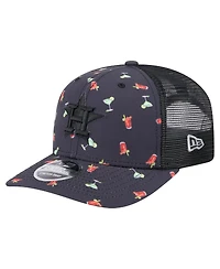 New Era Men's Black Houston Astros Adventure Drinks Pattern 9SEVENTY Stretch-Snap Hat