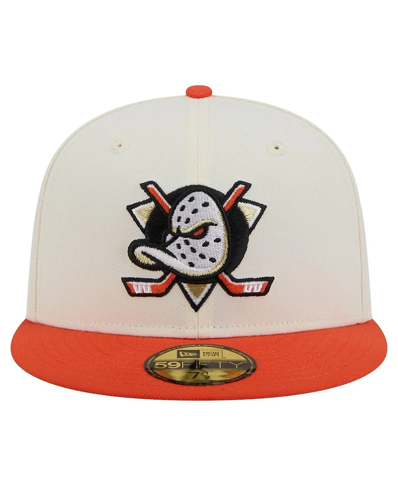 New Era Men's White Anaheim Ducks Chrome Two-Toned 59FIFTY Fitted Hat