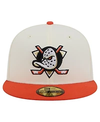 New Era Men's White Anaheim Ducks Chrome Two-Toned 59FIFTY Fitted Hat