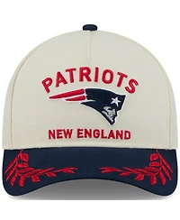 New Era Men's Cream/Navy New England Patriots 2025 Nfl Draft 9FORTY A-Frame M-Crown Adjustable Hat