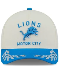 New Era Men's Cream/Blue Detroit Lions 2025 Nfl Draft 9FORTY A-Frame M-Crown Adjustable Hat