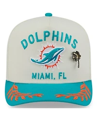 New Era Men's Cream/Aqua Miami Dolphins 2025 Nfl Draft A-Frame 59FIFTY Fitted Hat