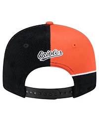 New Era Men's Black/Orange Baltimore Orioles Retro Split Corduroy Snapback Hat