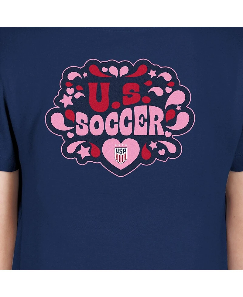 New Era Big Girls Navy Uswnt Bubble Heart T-Shirt