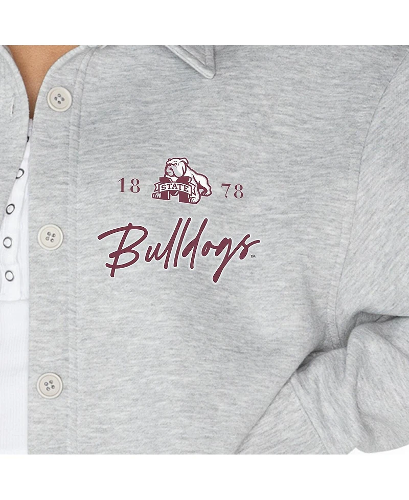 Gameday Couture Women's Ash Mississippi State Bulldogs Foundation Full-Button Long Sleeve Overshirt