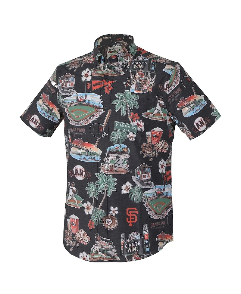 Reyn Spooner Men's Black San Francisco Giants Scenic Tri-Blend Performance Button-Up Top