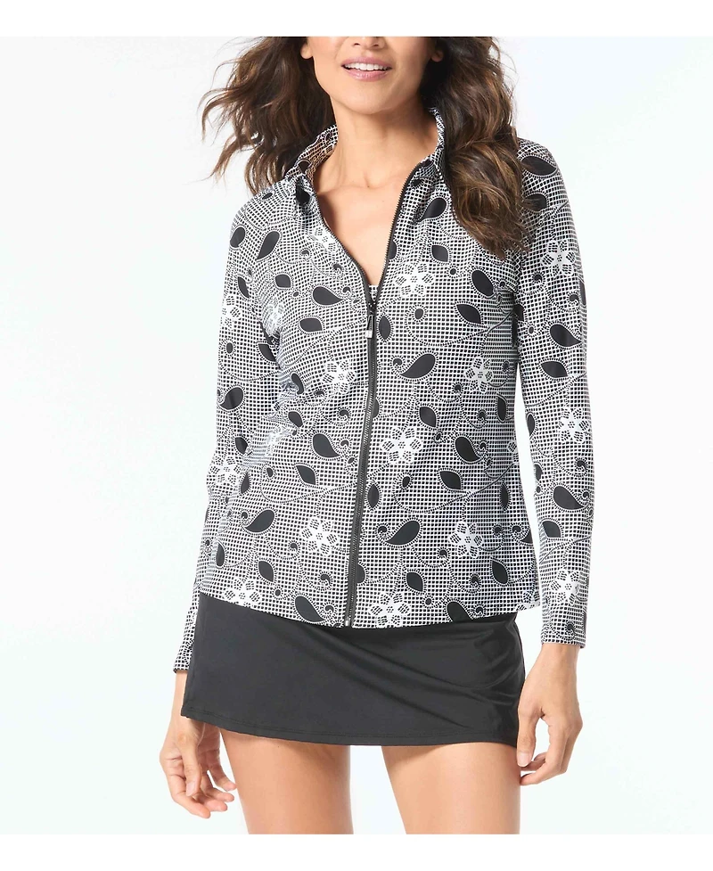 Beach House Women's Swim Zip Front Rash Guard