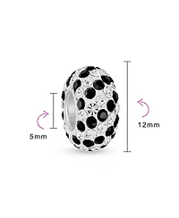 Bling Jewelry Set of 2 Stripe Pave Crystal Charm Beads for European Bracelets