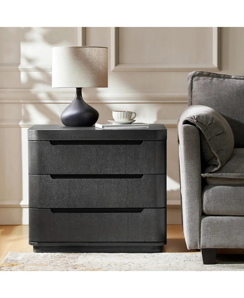 Modern Patrick 3-Drawer Nightstand with Built-In Power Outlet and Hidden Storage Compartment
