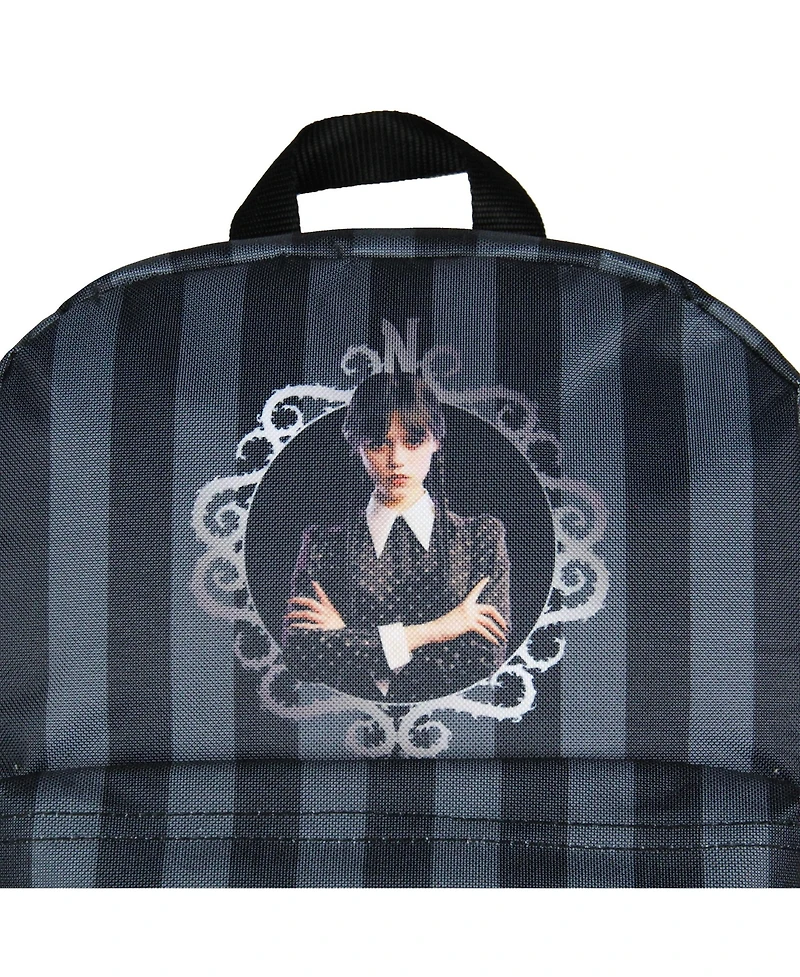 Wednesday Addams Tv Show Portrait Striped Travel School Backpack For Daily Use