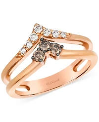 Le Vian Chocolate Diamond & Nude Diamond Double Chevron Ring (1/3 ct. t.w.) in 14k Rose Gold