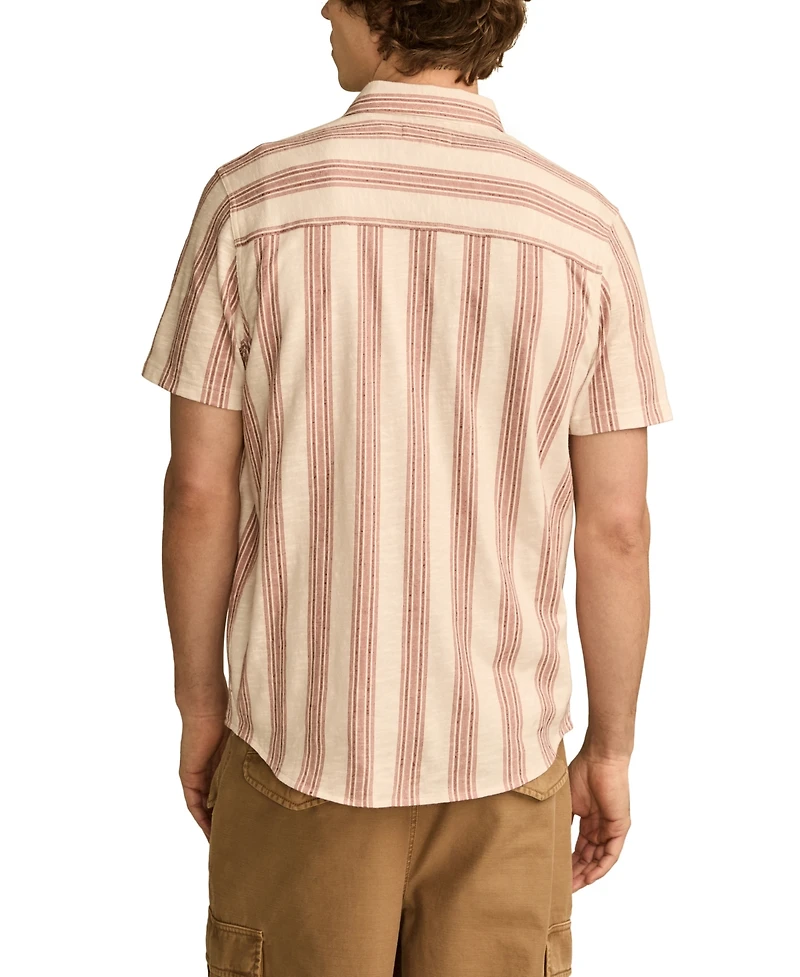 Lucky Brand Men's Linen Short Sleeve Ombre Stripe Shirt