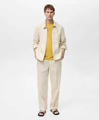 Mango Men's Linen Full-Zip Jacket