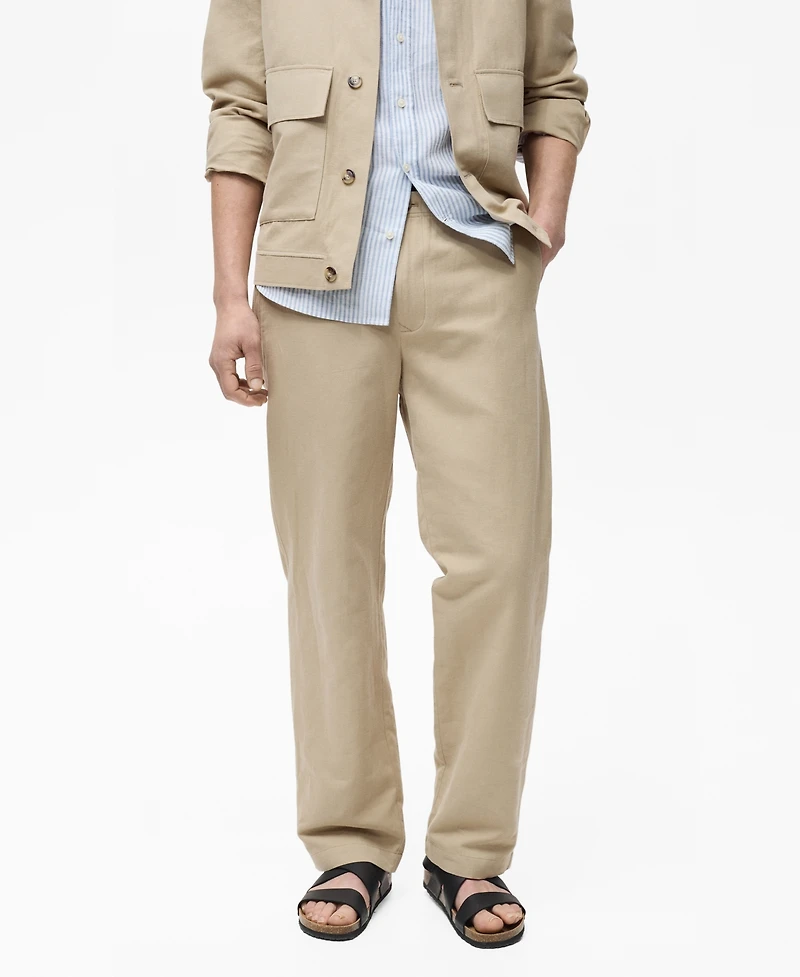 Mango Men's Regular-Fit Linen Pants