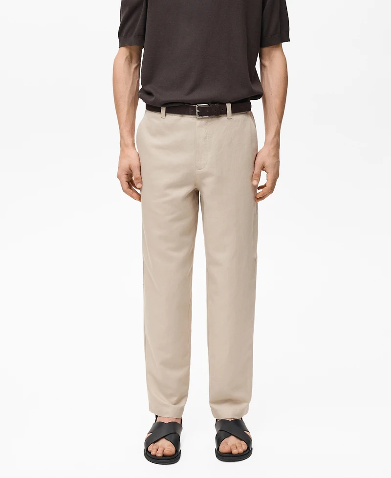 Mango Men's Regular-Fit Linen Pants