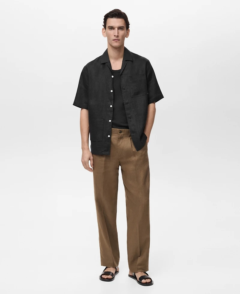 Mango Men's Linen Short Sleeve Shirt