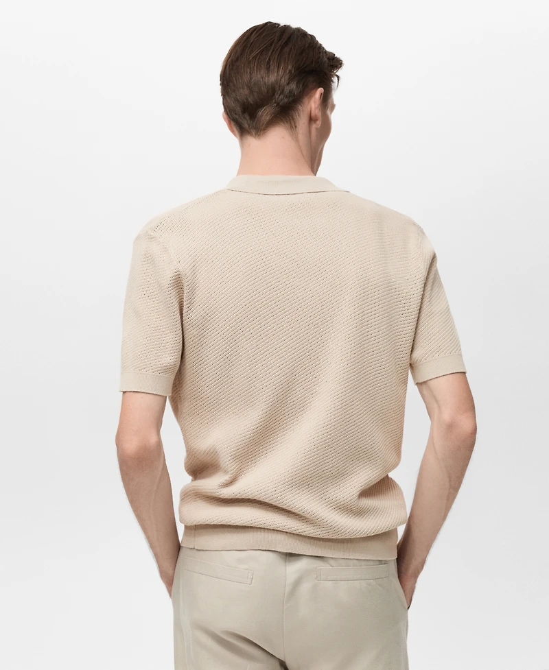 Mango Men's Openwork Knit Structured Shirt