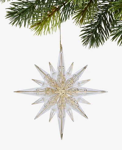 Holiday Lane Blessed Clear and Gold-Tone Snowflake Ornament, Macy's Exclusive