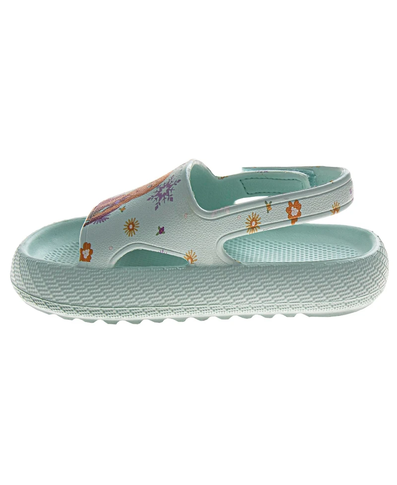 Disney Toddler Girls Frozen Anna and Elsa Hook Loop Backstrap Slides