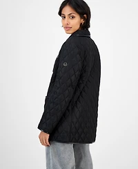Michael Kors Women's Faux-Leather-Trim Quilted Coat, Exclusively at Macy's